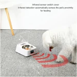 Open Lid Pet Feeder, Automatic Cat Feeder with Infrared Sensor Cover, Removable Bowl Battery Powered Intelligent Automatic Opening Lid Dog Feeder, Pet Food Dispenser for Cats...