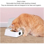 Open Lid Pet Feeder, Automatic Cat Feeder with Infrared Sensor Cover, Removable Bowl Battery Powered Intelligent Automatic Opening Lid Dog Feeder, Pet Food Dispenser for Cats...