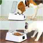 Open Lid Pet Feeder, Automatic Cat Feeder with Infrared Sensor Cover, Removable Bowl Battery Powered Intelligent Automatic Opening Lid Dog Feeder, Pet Food Dispenser for Cats...