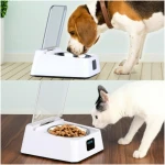 Open Lid Pet Feeder, Automatic Cat Feeder with Infrared Sensor Cover, Removable Bowl Battery Powered Intelligent Automatic Opening Lid Dog Feeder, Pet Food Dispenser for Cats...