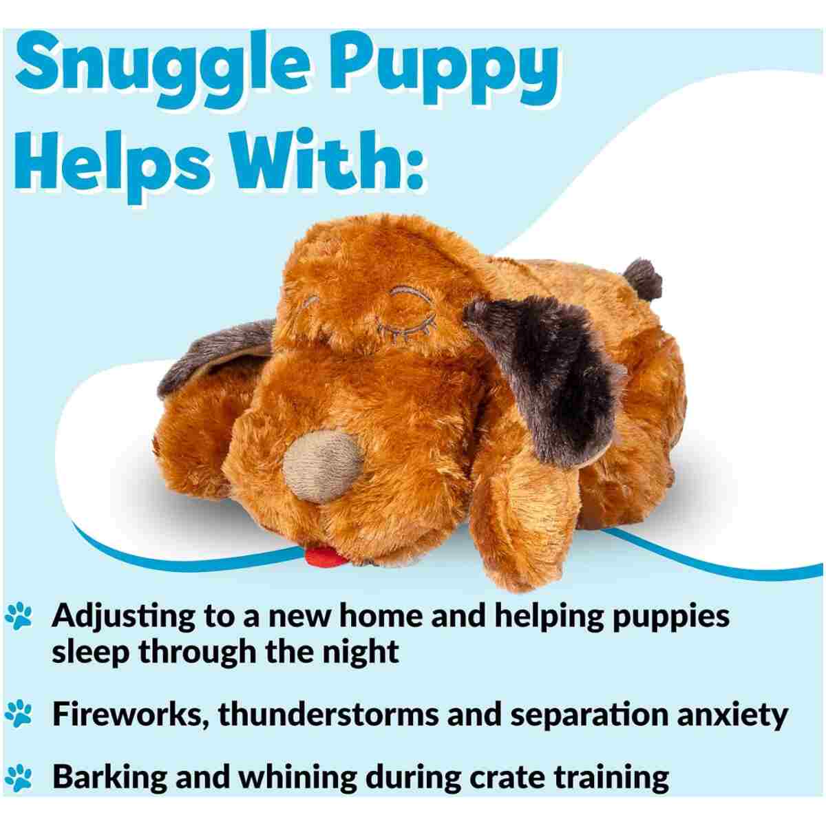 Original Snuggle Puppy Heartbeat Stuffed Dog Toy. Puppy Toy for Anxiety Relief, Calming Aid, and Comfort Toy for Behavioral Training in Brown