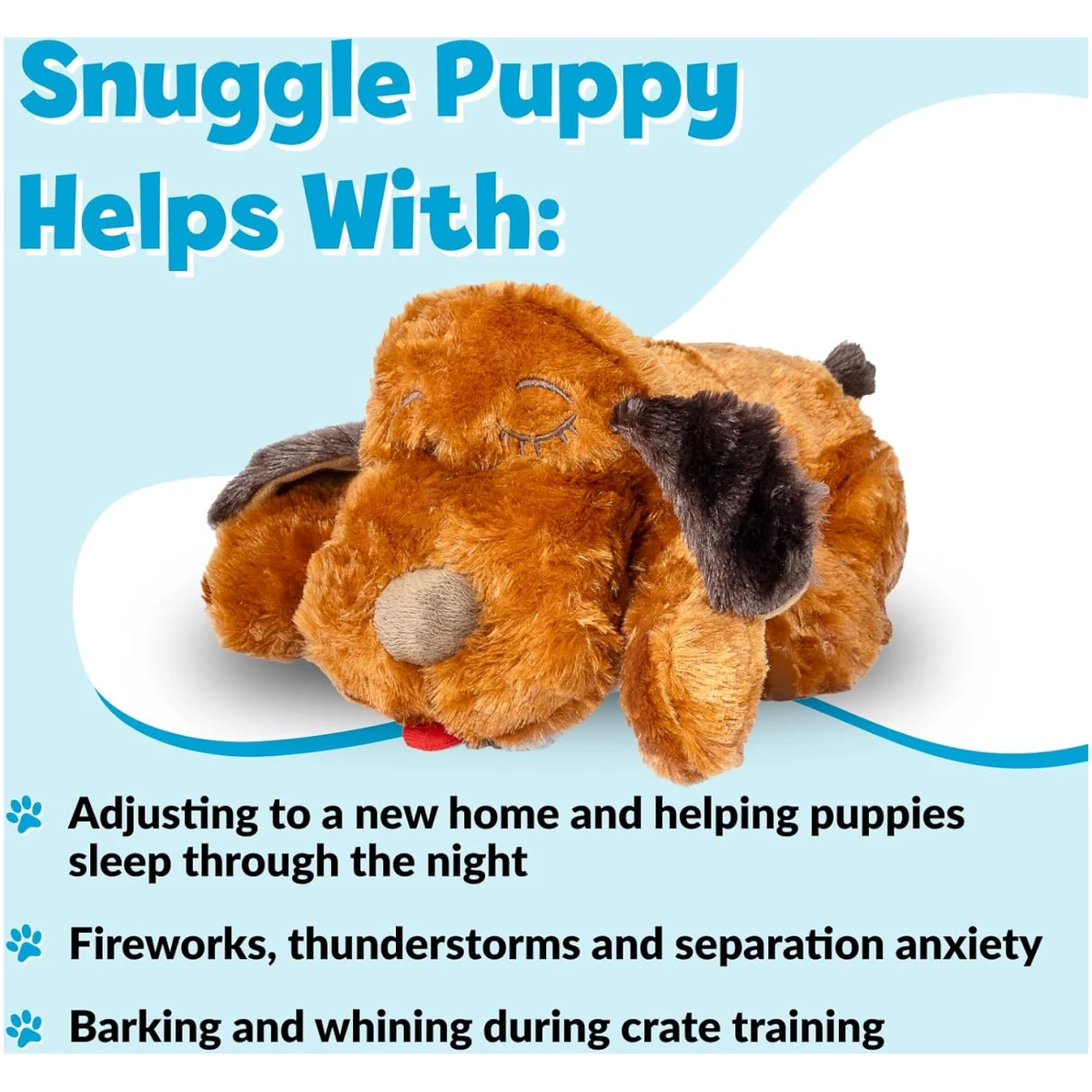 Original Snuggle Puppy Heartbeat Stuffed Dog Toy. Puppy Toy for Anxiety Relief, Calming Aid, and Comfort Toy for Behavioral Training in Brown