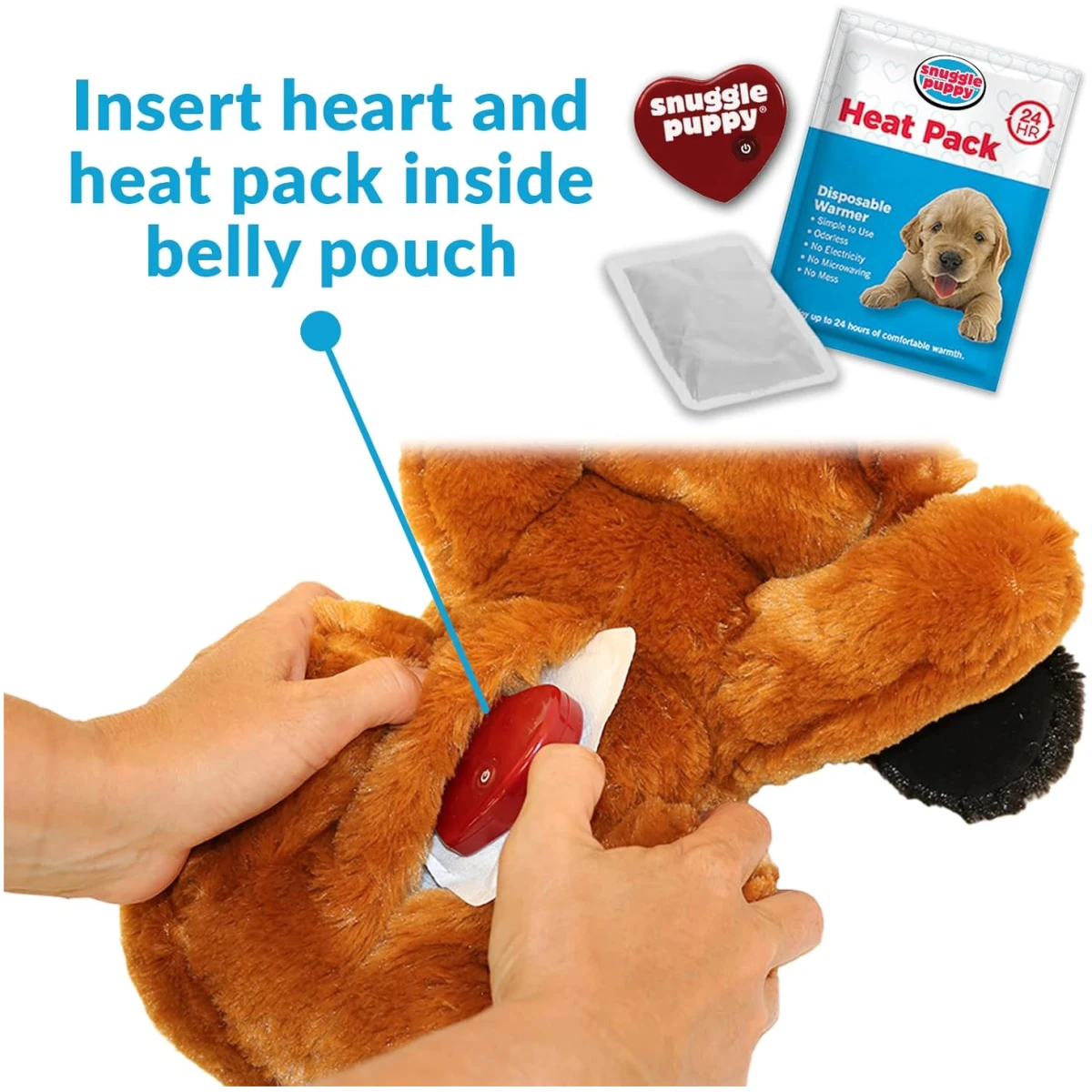 Original Snuggle Puppy Heartbeat Stuffed Dog Toy. Puppy Toy for Anxiety Relief, Calming Aid, and Comfort Toy for Behavioral Training in Brown
