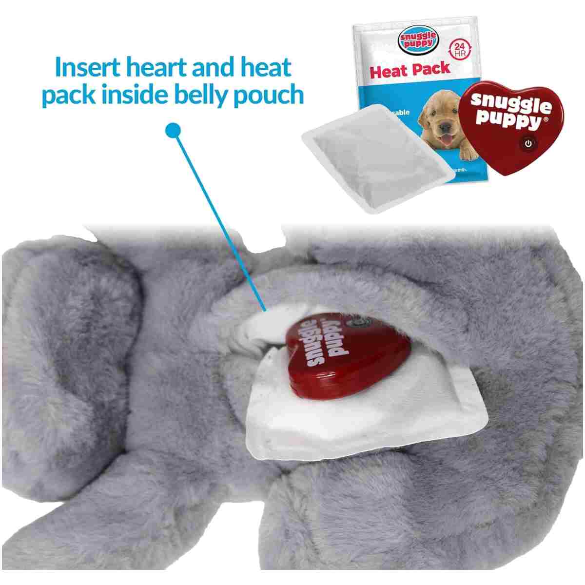 Original Snuggle Puppy Toys - Heartbeat Puppy for Dogs - Dog Plush for Anxiety Relief, Calming Aid, and Comfort Toy for Behavioral Training in Biscuit in Gray