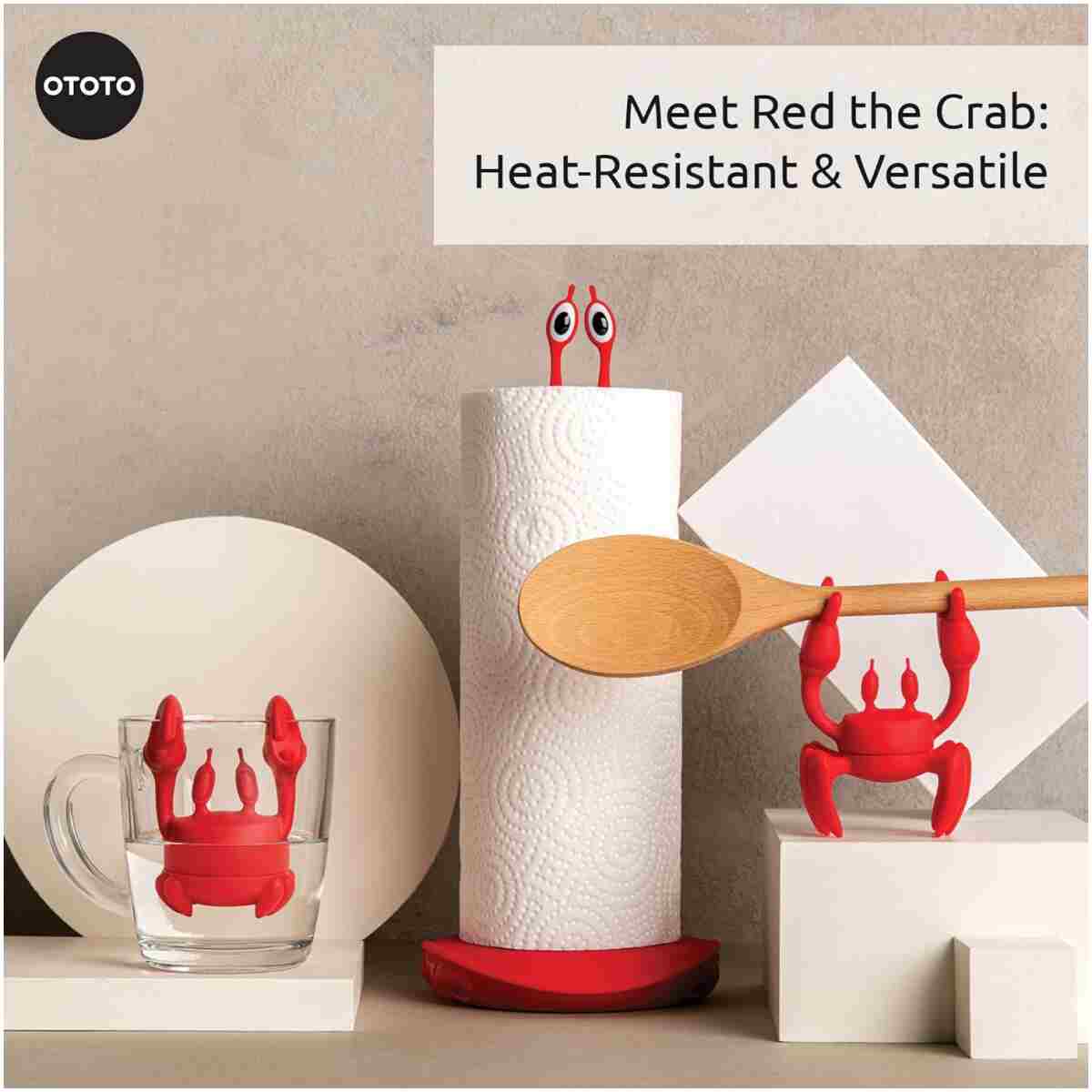 OTOTO Red the Crab Silicone Utensil Rest - Kitchen Gifts, Silicone Spoon Rest for Stove Top - Heat-Resistant Kitchen and Grill Utensil Holder - Non-Slip Spoon Holder Stove...