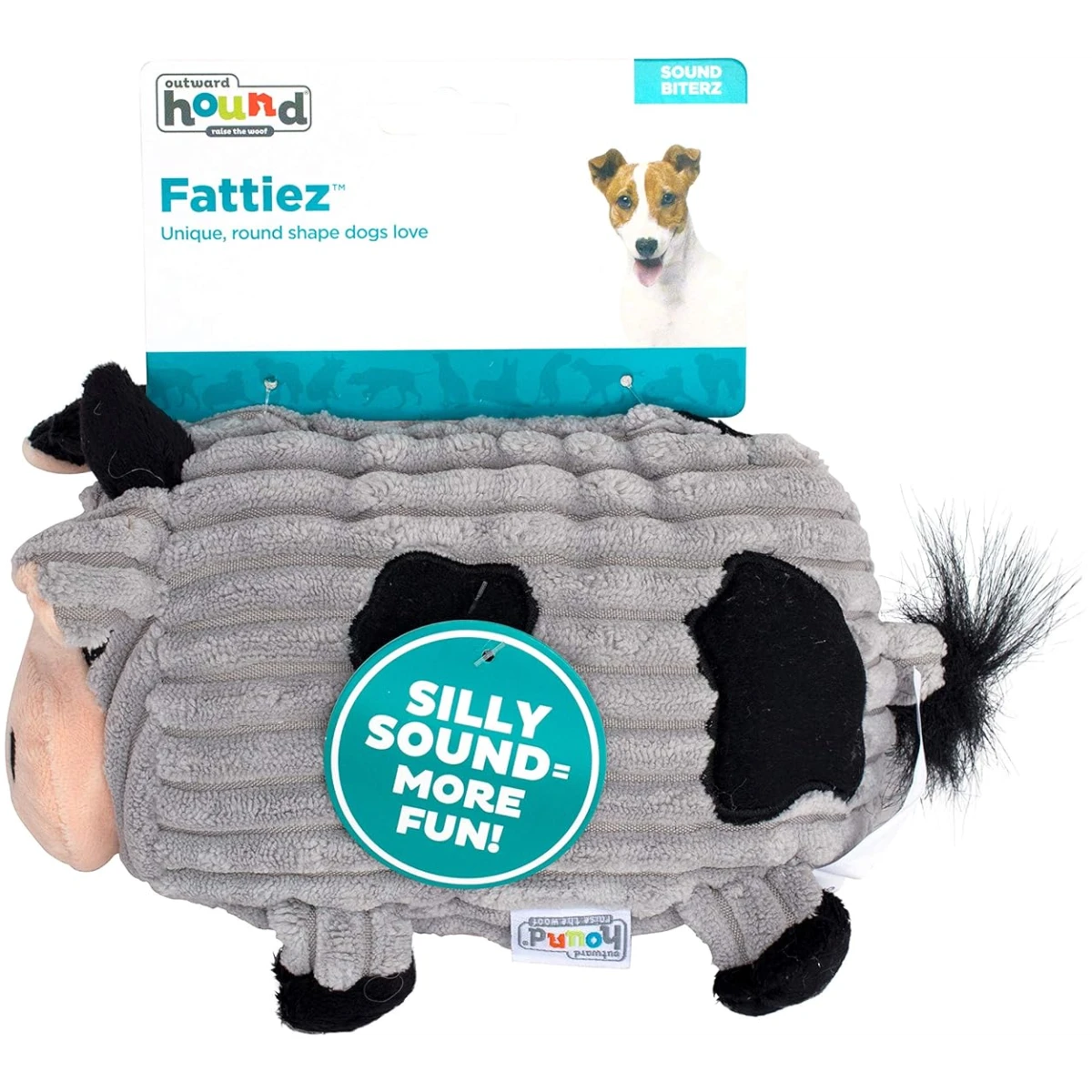 Outward Hound Fattiez Cow Plush Squeaky Dog Toy, Medium