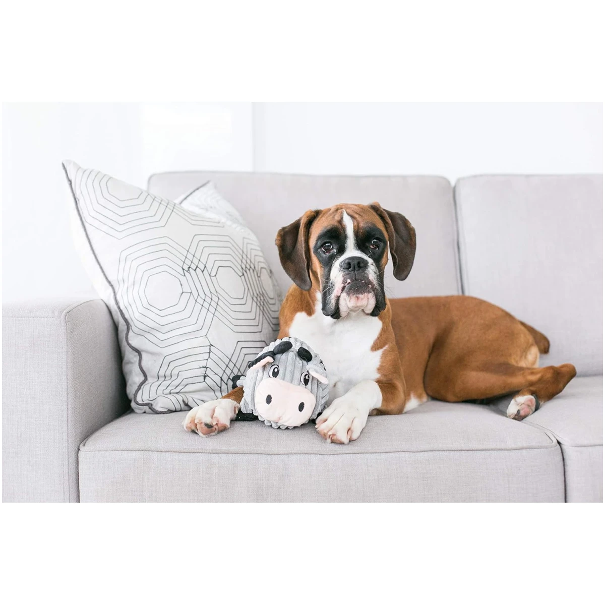 Outward Hound Fattiez Cow Plush Squeaky Dog Toy, Medium