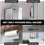 Paper Towel Holder - Self-Adhesive or Drilling, Matte Black, Upgraded Aluminum Kitchen Roll Dispenser Under Cabinet, Lighter but Stronger Than Stainless Steel!