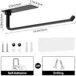 Paper Towel Holder - Self-Adhesive or Drilling, Matte Black, Upgraded Aluminum Kitchen Roll Dispenser Under Cabinet, Lighter but Stronger Than Stainless Steel!