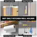 Paper Towel Holder - Self-Adhesive or Drilling, Matte Black, Upgraded Aluminum Kitchen Roll Dispenser Under Cabinet, Lighter but Stronger Than Stainless Steel!