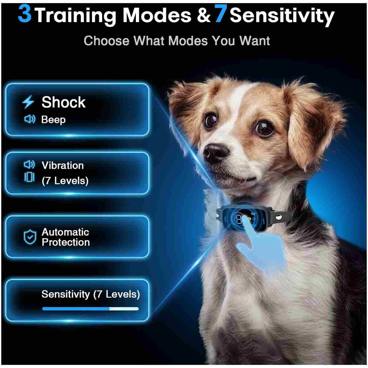 Pee Pet Bark Collar, Intelligent Ultrasonic Bark Stopper, Automatic Barking Control, Long Battery Life with USB Charging, Fits Dogs 8"-25" / 20cm-64cm, Black