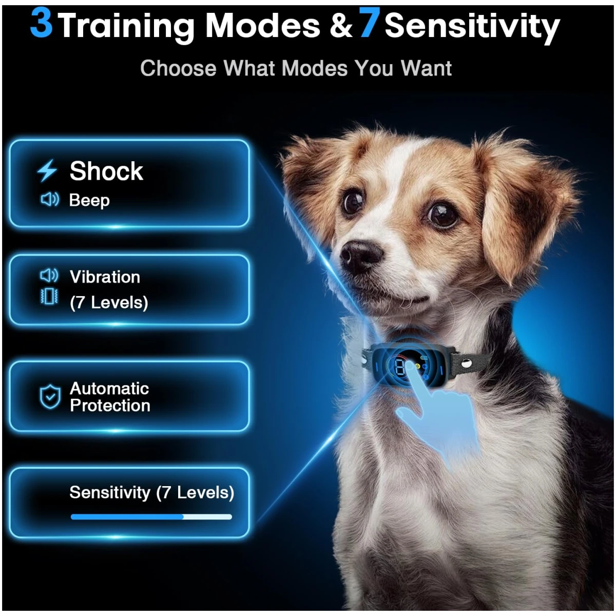 Pee Pet Bark Collar, Intelligent Ultrasonic Bark Stopper, Automatic Barking Control, Long Battery Life with USB Charging, Fits Dogs 8"-25" / 20cm-64cm, Black