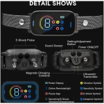 Pee Pet Bark Collar, Intelligent Ultrasonic Bark Stopper, Automatic Barking Control, Long Battery Life with USB Charging, Fits Dogs 8"-25" / 20cm-64cm, Black