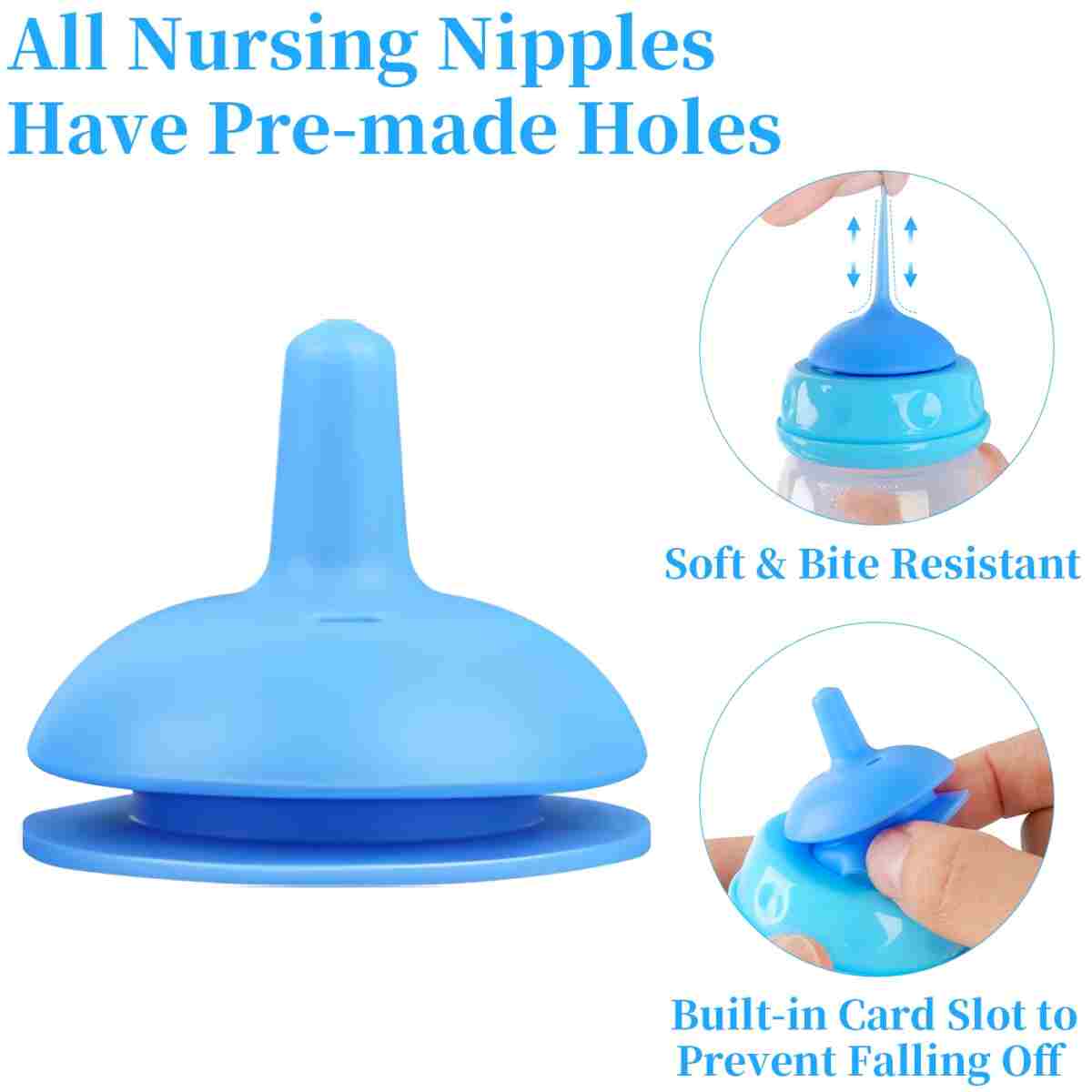 Pet Feeding Bottle,3 Pack 60ml Nursing Bottle, 3 Sizes Nipples with Ventilation Valve Resistant Tearing Perfect for Puppies, Kittens, Small Wildlife（Blue）