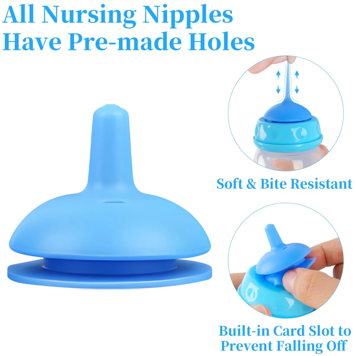 Pet Feeding Bottle,3 Pack 60ml Nursing Bottle, 3 Sizes Nipples with Ventilation Valve Resistant Tearing Perfect for Puppies, Kittens, Small Wildlife（Blue）