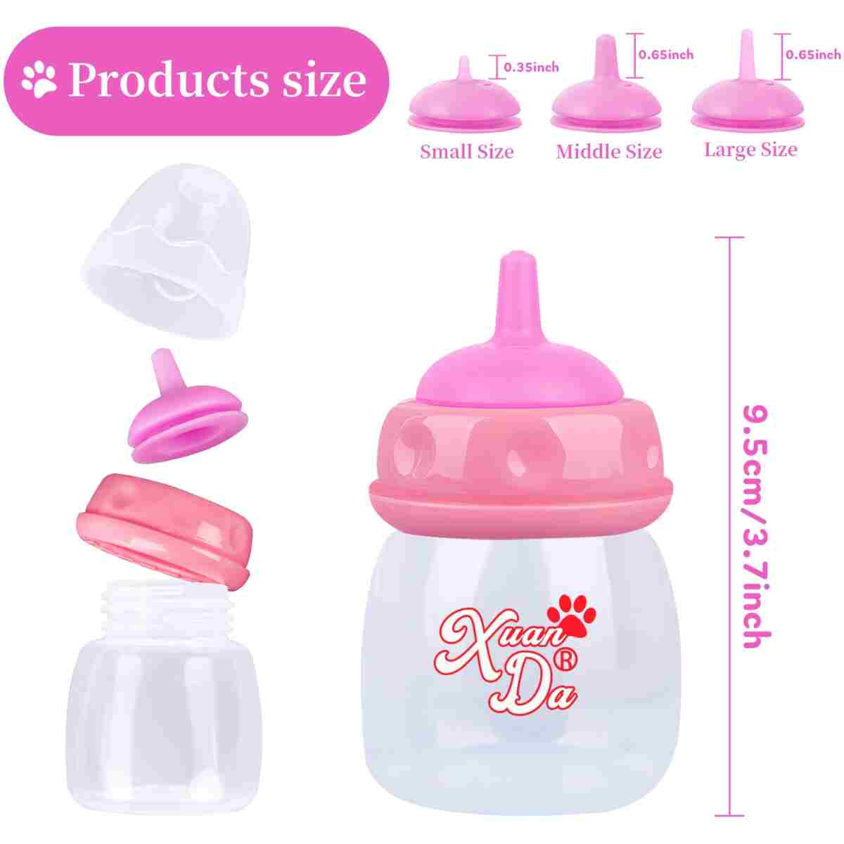 Pet Feeding Bottle,3 Pack 60ml Nursing Bottle, 3 Sizes Nipples with Ventilation Valve Resistant Tearing Perfect for Puppies, Kittens, Small Wildlife（Blue）