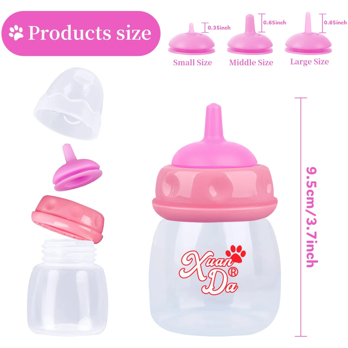 Pet Feeding Bottle,3 Pack 60ml Nursing Bottle, 3 Sizes Nipples with Ventilation Valve Resistant Tearing Perfect for Puppies, Kittens, Small Wildlife（Blue）