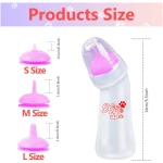 Pet Feeding Bottle,3 Pack Wide Mouth Angled Nursing Bottle, 3 Sizes Nipples with Ventilation Valve Resistant Tearing Perfect for Puppies, Kittens, Small Wildlife(Pink)
