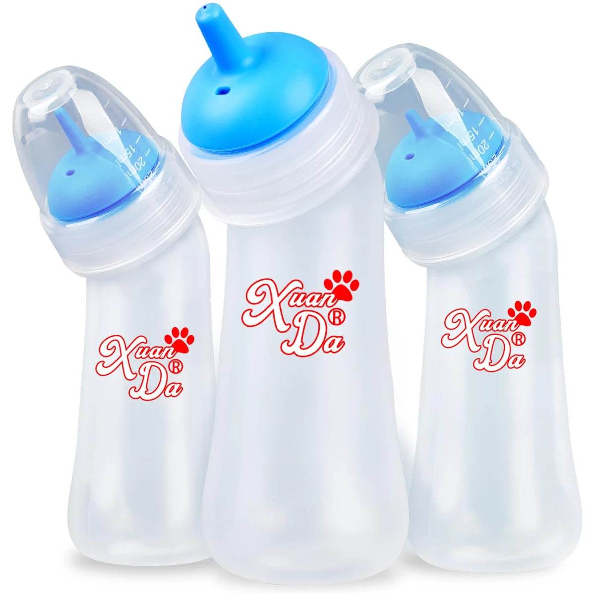 Pet Feeding Bottle,3 Pack Wide Mouth Angled Nursing Bottle, 3 Sizes Nipples with Ventilation Valve Resistant Tearing Perfect for Puppies, Kittens, Small Wildlife(Pink)