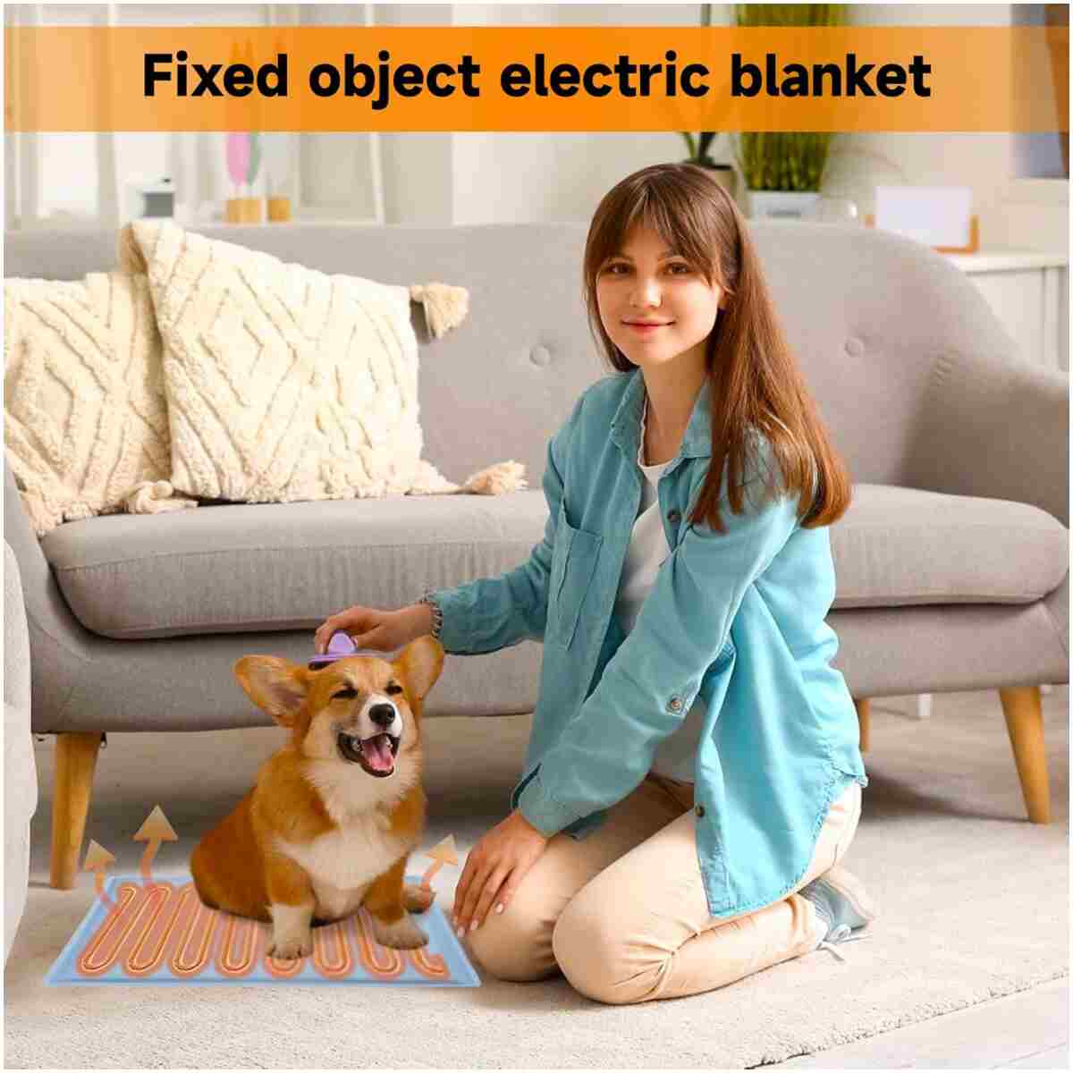 Pet Heating Pad,Waterproof Heated Cat Bed with Washable Covers and Soft Blanket,13.8 x 19.7 Inches,Self Heating Pet Pad with Intelligent Thermostat