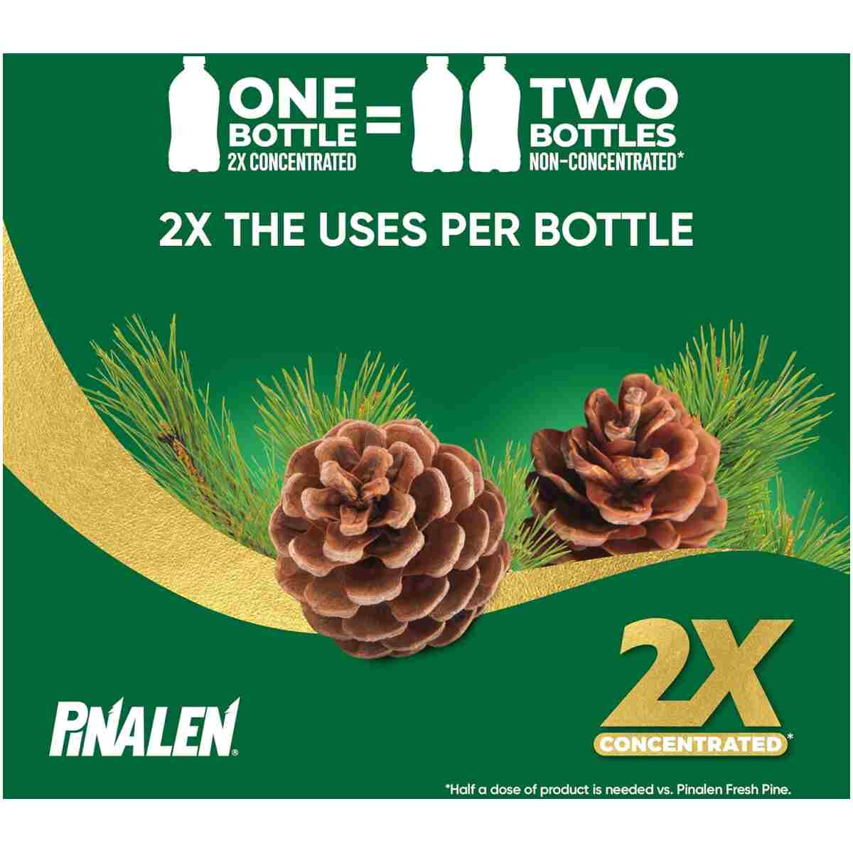 PINALEN 2X Concentrated Multipurpose Cleaner - Fresh Pine Scent - 28 fl oz - All Purpose Cleaner for Kitchen, Bathroom, Laundry, Floors & Outdoors