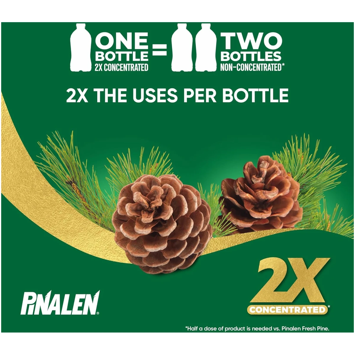 PINALEN 2X Concentrated Multipurpose Cleaner - Fresh Pine Scent - 28 fl oz - All Purpose Cleaner for Kitchen, Bathroom, Laundry, Floors & Outdoors