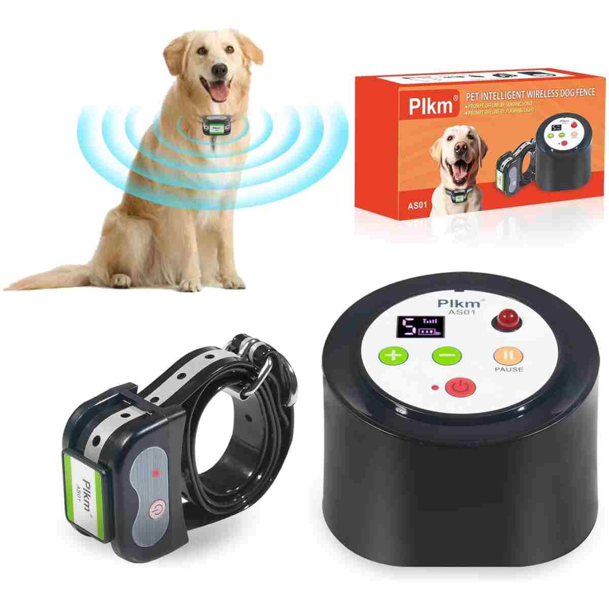 Plkm Dog Wireless Fence 2025 Newest Pet Intelligent Electric Containment System, Dog Out of Range Reminder Transmitter AI Smart Alarm, 360° Strong Signal Coverage, Display...