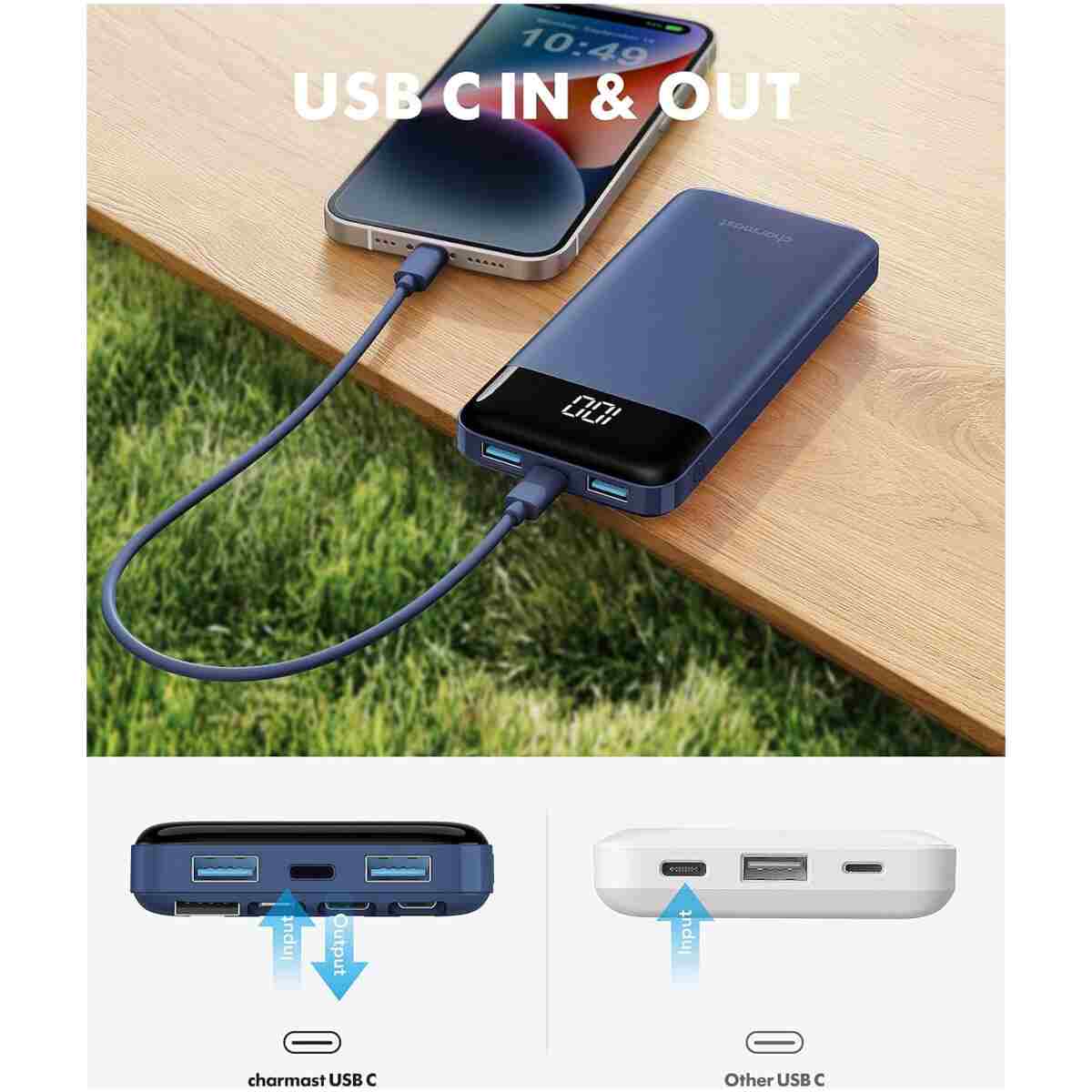 Portable Charger with Built in Cables, Portable Charger with Cords Wires Slim 10000mAh Travel Essentials Battery Pack 6 Outputs 3A High Speed Power Bank for iPhone Samsung Pixel...