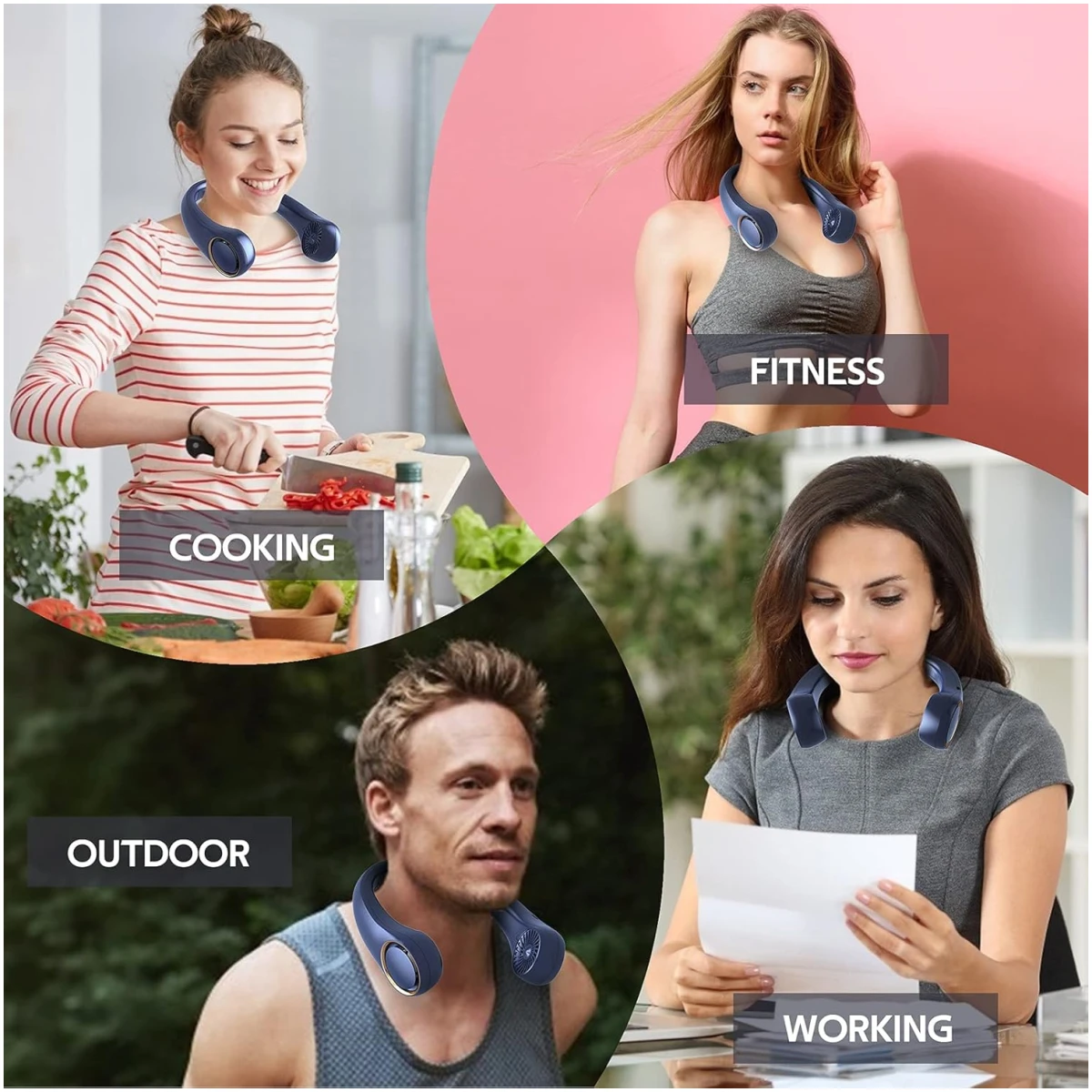 Portable Neck Fan, Hands Free Bladeless Fan, 360° Cooling Personal Fan,Wearable Quiet Fan for Outdoor Indoor, Birthday Gifts for Men Women Mom Dad, 4000mAh Battery USB...