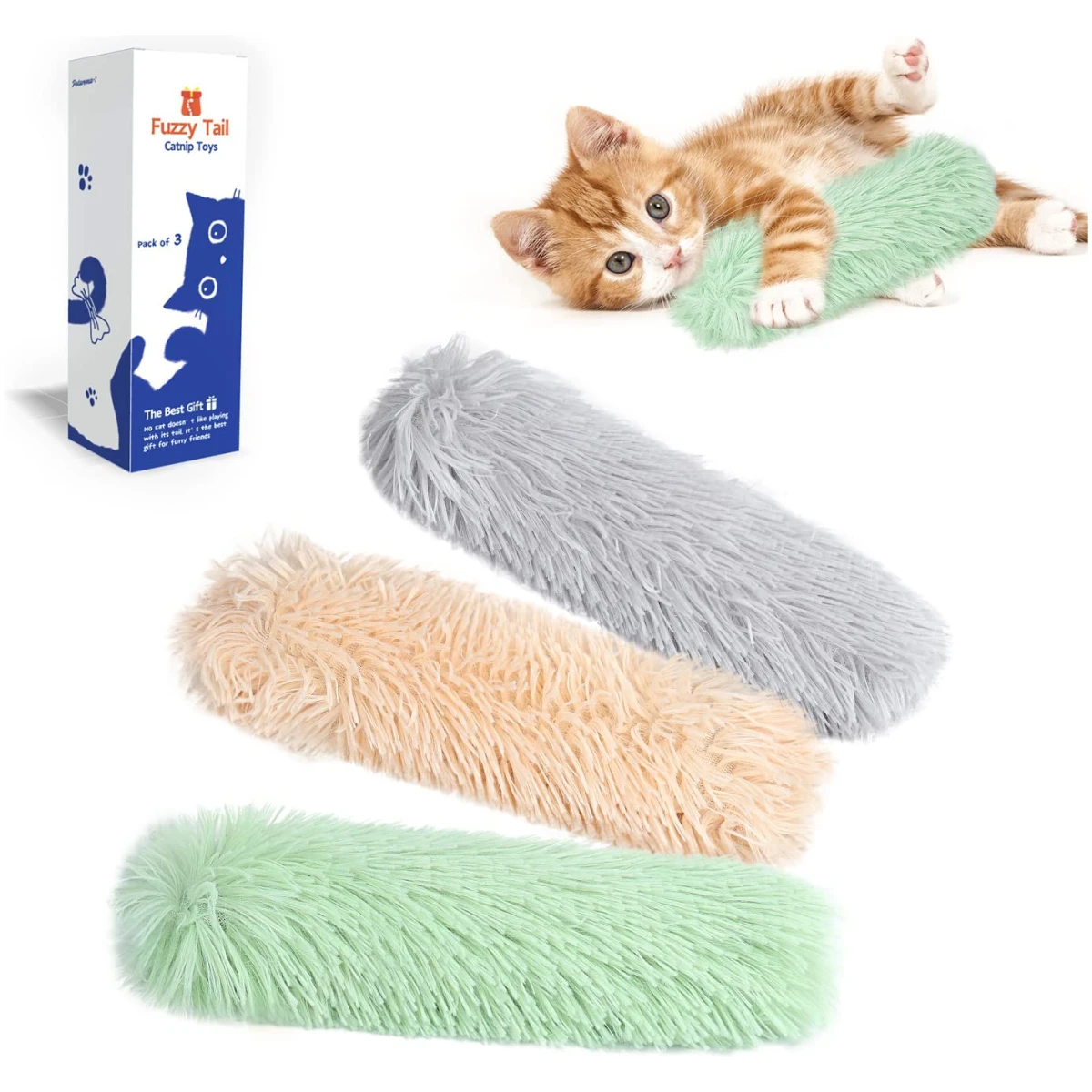 Potaroma Cat Toys Pillows, 3 Pcs, Soft and Durable Cat Crinkle Sound with Catnip Inside, Interactive Indoor Kitten Kicker, Promotes Kitty Exercise