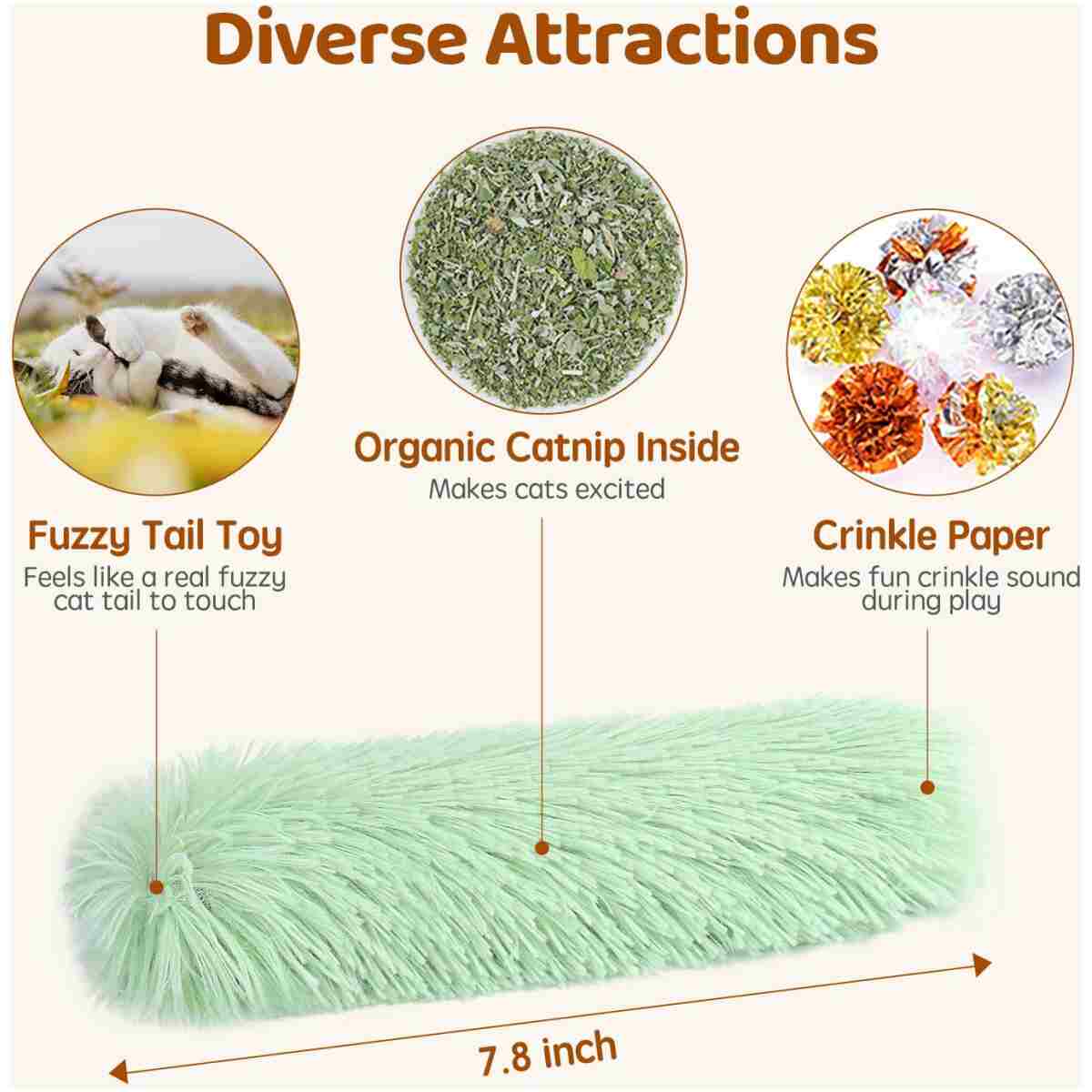 Potaroma Cat Toys Pillows, 3 Pcs, Soft and Durable Cat Crinkle Sound with Catnip Inside, Interactive Indoor Kitten Kicker, Promotes Kitty Exercise