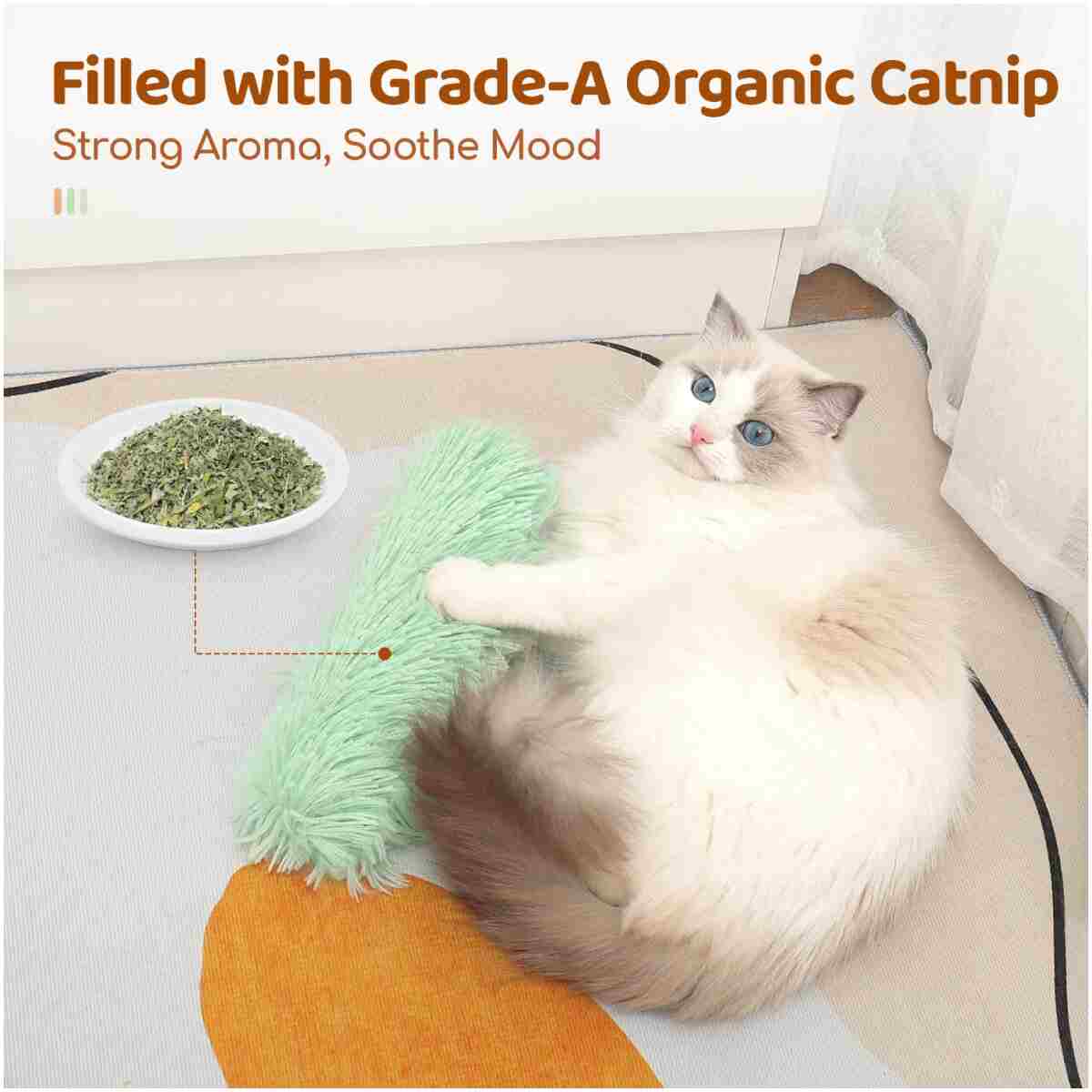 Potaroma Cat Toys Pillows, 3 Pcs, Soft and Durable Cat Crinkle Sound with Catnip Inside, Interactive Indoor Kitten Kicker, Promotes Kitty Exercise