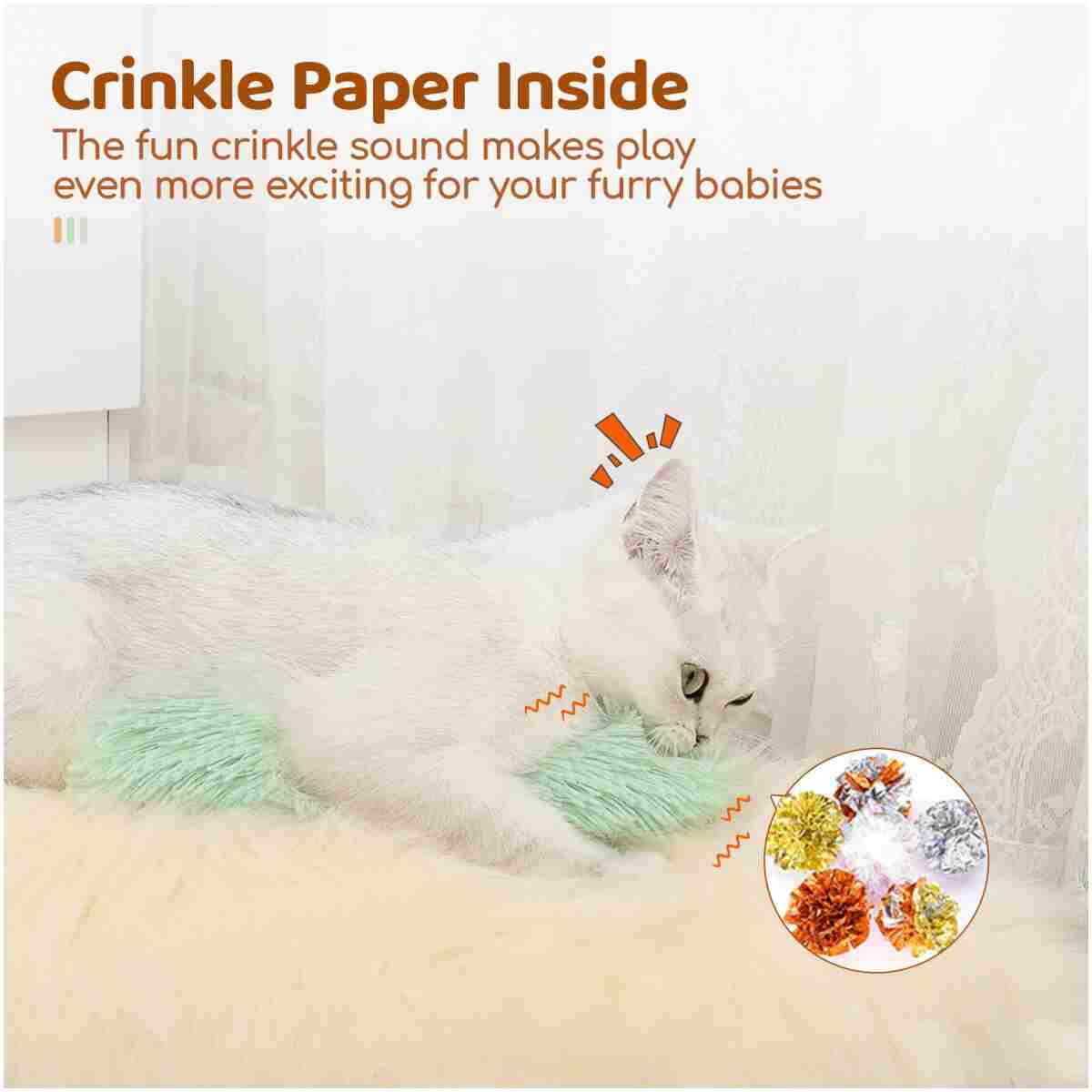 Potaroma Cat Toys Pillows, 3 Pcs, Soft and Durable Cat Crinkle Sound with Catnip Inside, Interactive Indoor Kitten Kicker, Promotes Kitty Exercise