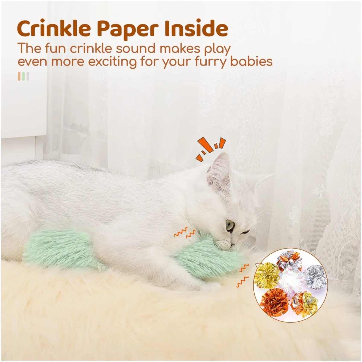 Potaroma Cat Toys Pillows, 3 Pcs, Soft and Durable Cat Crinkle Sound with Catnip Inside, Interactive Indoor Kitten Kicker, Promotes Kitty Exercise