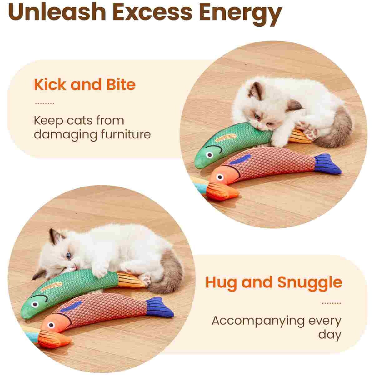 Potaroma Cat Toys Saury Fish, 3 Pack, Catnip Crinkle Sound, Soft and Durable, Interactive Kitten Kicker for Indoor Kitty Exercise 9.4 Inches for All Breeds