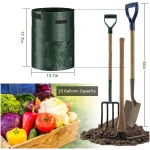 Potato Grow Bags, 4 Pack 10 Gallon with Flap and Handles Planter Pots for Onion, Fruits, Tomato, Carrot - Green