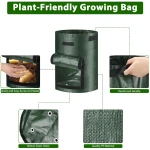 Potato Grow Bags, 4 Pack 10 Gallon with Flap and Handles Planter Pots for Onion, Fruits, Tomato, Carrot - Green