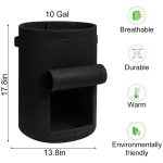 Potato Grow Bags with Flap 10 Gallon, 4 Pack Planter Pot with Handles and Harvest Window for Potato Tomato and Vegetables, Black and Gray