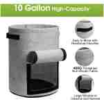 Potato Grow Bags with Flap 10 Gallon, 4 Pack Planter Pot with Handles and Harvest Window for Potato Tomato and Vegetables, Black and Gray