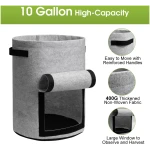 Potato Grow Bags with Flap 10 Gallon, 4 Pack Planter Pot with Handles and Harvest Window for Potato Tomato and Vegetables, Black and Gray