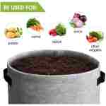 Potato Grow Bags with Flap 10 Gallon, 4 Pack Planter Pot with Handles and Harvest Window for Potato Tomato and Vegetables, Black and Gray