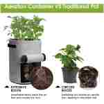 Potato Grow Bags with Flap 10 Gallon, 4 Pack Planter Pot with Handles and Harvest Window for Potato Tomato and Vegetables, Black and Gray