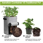 Potato Grow Bags with Flap 10 Gallon, 4 Pack Planter Pot with Handles and Harvest Window for Potato Tomato and Vegetables, Black and Gray