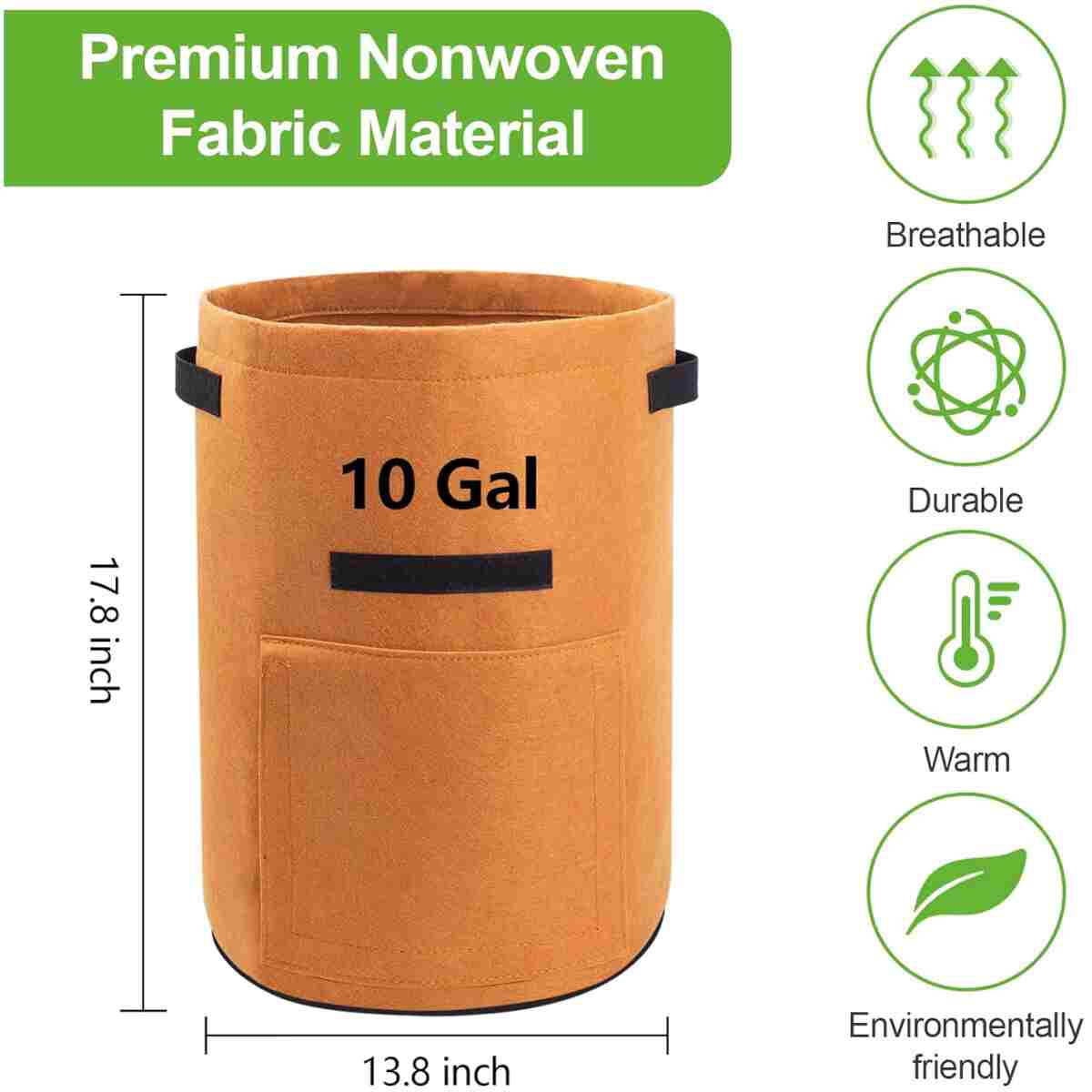 Potato Grow Bags with Flap 10 Gallon, 4 Pack Planter Pot with Handles and Harvest Window for Potato Tomato and Vegetables, Black and Gray