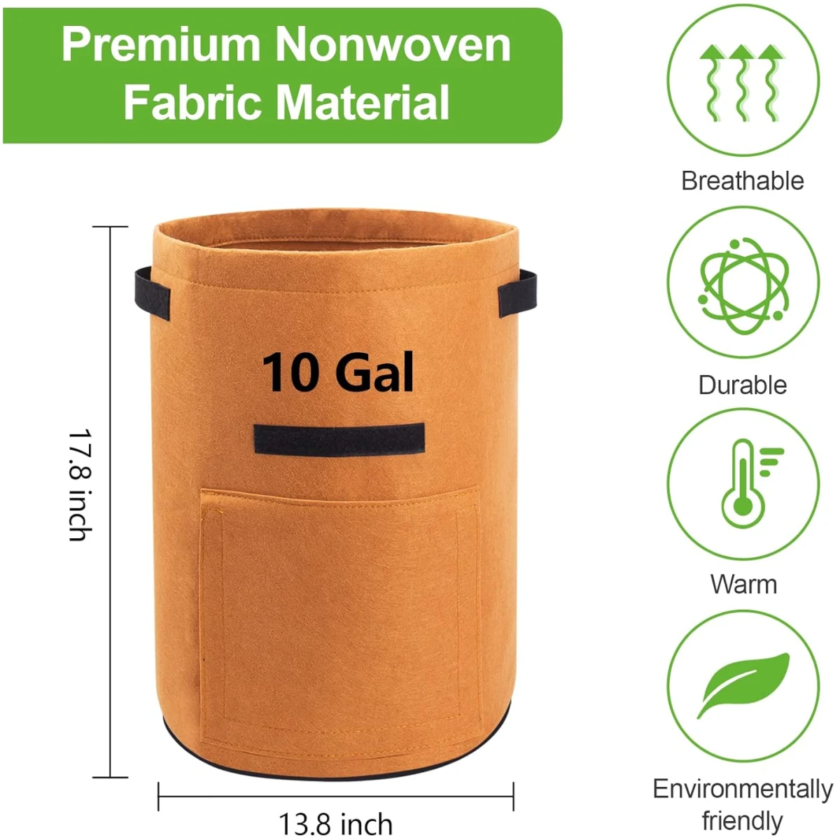 Potato Grow Bags with Flap 10 Gallon, 4 Pack Planter Pot with Handles and Harvest Window for Potato Tomato and Vegetables, Black and Gray