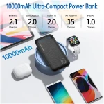 Power Bank 10000mAh Portable Charger Slim External Battery Pack with 2 USB 2.4A Outputs and USB C In/Out Compatible with Huawei iPhone 16 15 14 13 12 iPad Samsung Galaxy S20...
