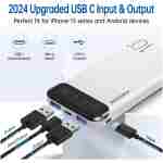 Power Bank 10000mAh Portable Charger Slim External Battery Pack with 2 USB 2.4A Outputs and USB C In/Out Compatible with Huawei iPhone 16 15 14 13 12 iPad Samsung Galaxy S20...