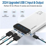 Power Bank 10000mAh Portable Charger Slim External Battery Pack with 2 USB 2.4A Outputs and USB C In/Out Compatible with Huawei iPhone 16 15 14 13 12 iPad Samsung Galaxy S20...