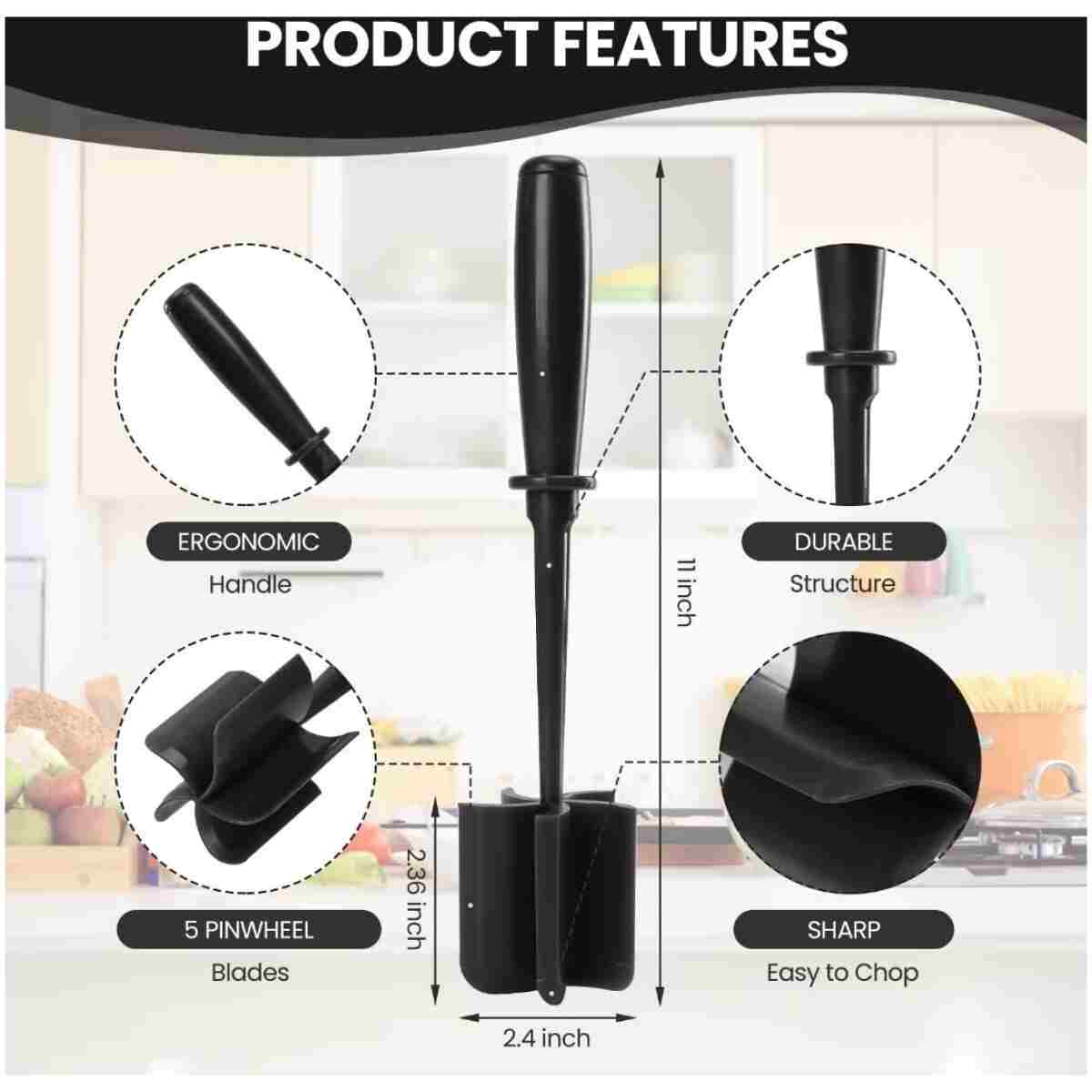 Premium Meat Chopper for Ground Beef - Heat Resistant Meat Masher - Kitchen Tools & Gadgets - Durable Ground Beef Smasher - Non Stick Hamburger Grinder - Cook Ground Meat with...