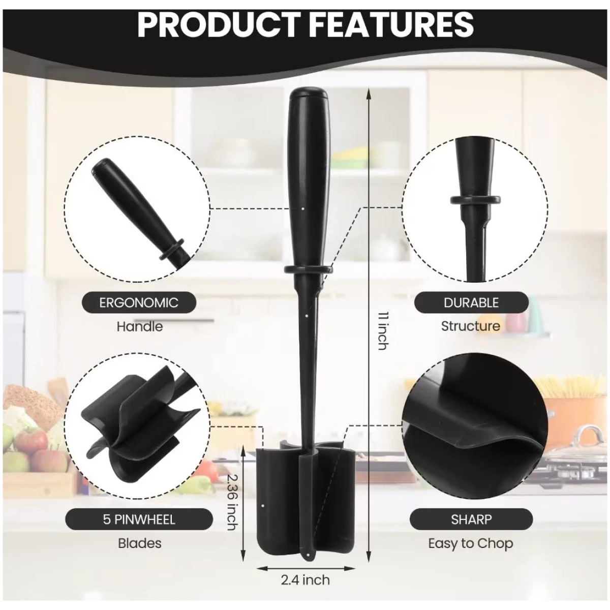 Premium Meat Chopper for Ground Beef - Heat Resistant Meat Masher - Kitchen Tools & Gadgets - Durable Ground Beef Smasher - Non Stick Hamburger Grinder - Cook Ground Meat with...
